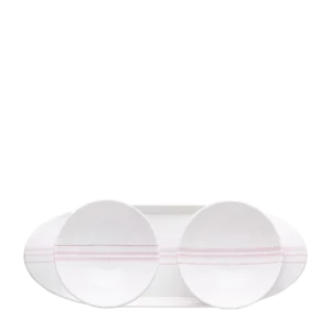 Loop Pink Line - Double Bowl with Tray