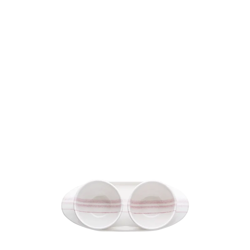 Loop Pink Line - Double Bowl with Tray